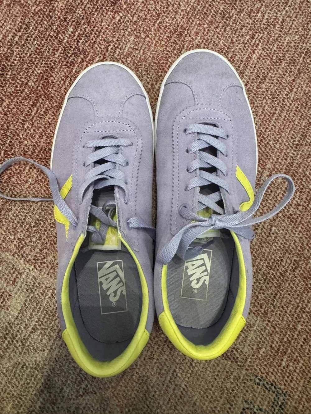 Vans sport low suede sneaker caramella lavender and neon green  size 7.5 women